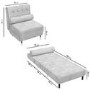 Single Sofa Bed in Silver Grey Velvet with Bolster Cushion - Eleni