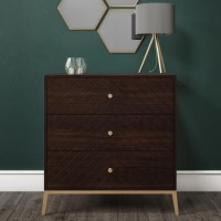 Jude Chevron Chest of Drawers in Dark Wood