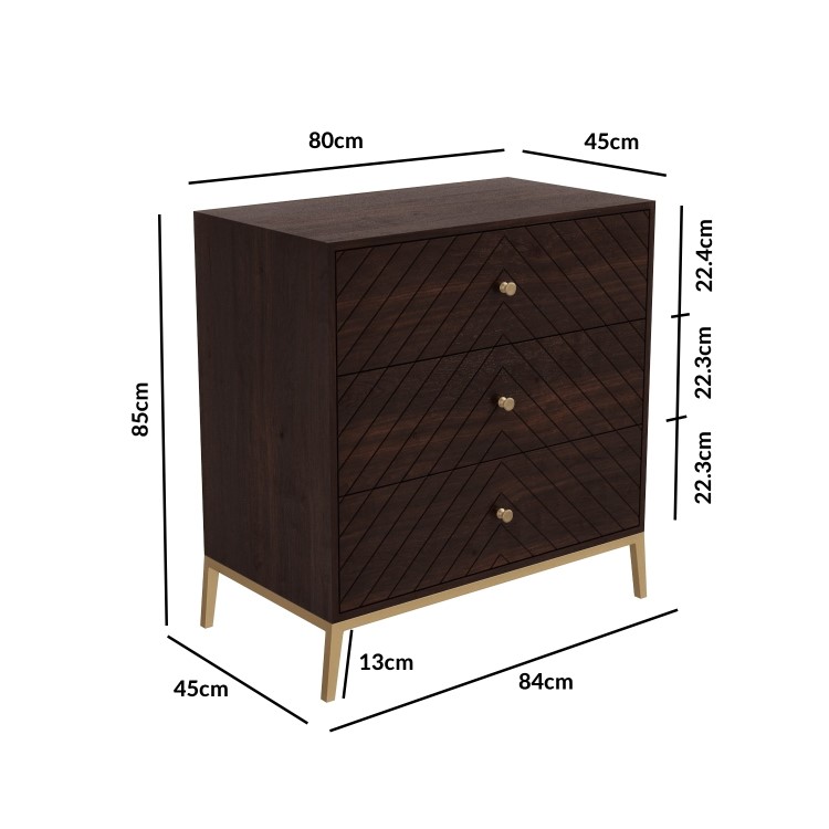 Jude Chevron Chest of Drawers in Dark Wood