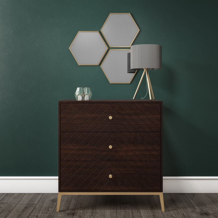 Jude Chevron Chest of Drawers in Dark Wood