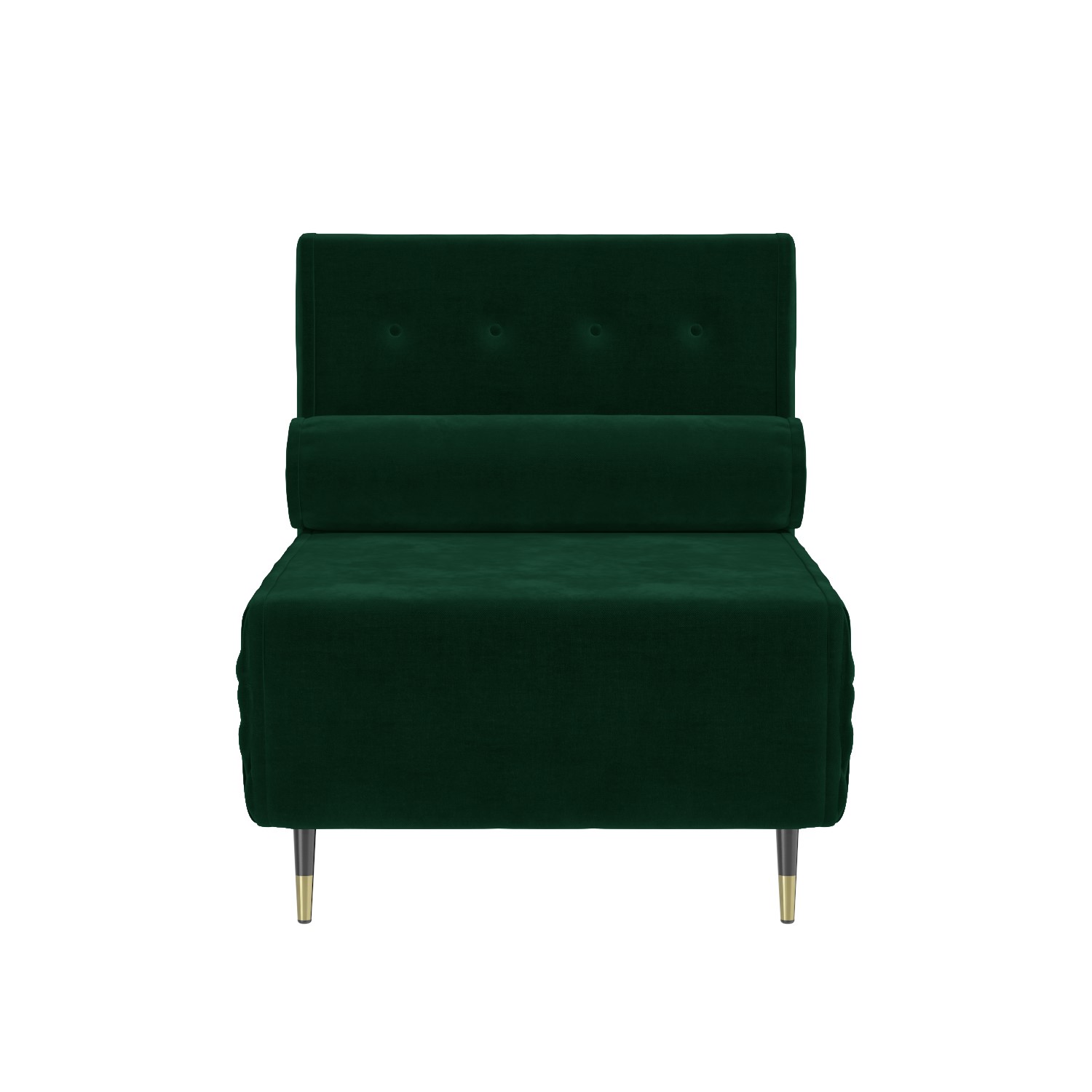 Single Sofa Bed in Dark Green Velvet with Bolster Cushion Eleni