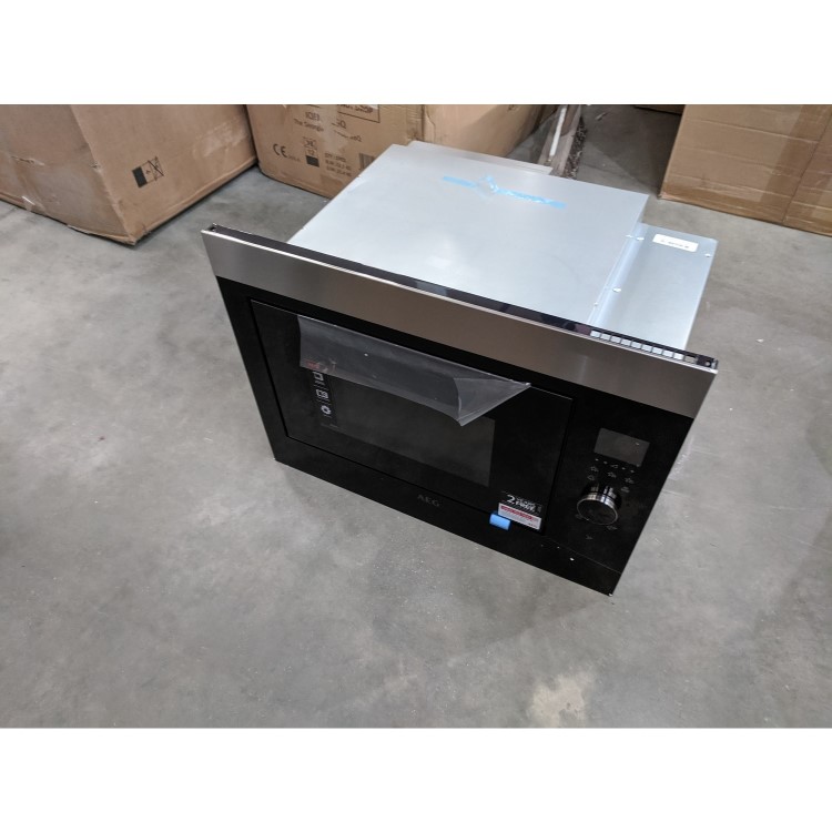 Refurbished AEG MBE2658SEM Built In 26L 900W Microwave Oven Black & Anti-Fingerprint Stainless Steel