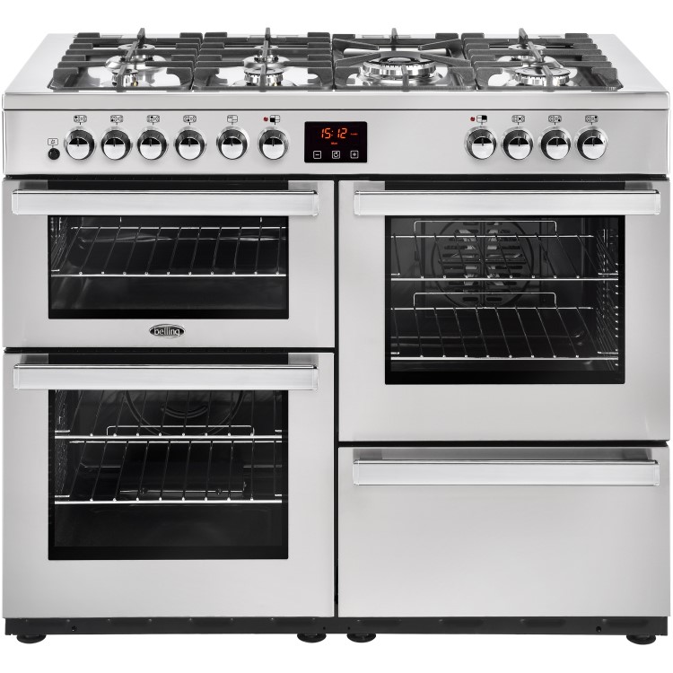 Belling Cookcentre 110DF Professional 110cm Dual Fuel Range Cooker - Stainless Steel