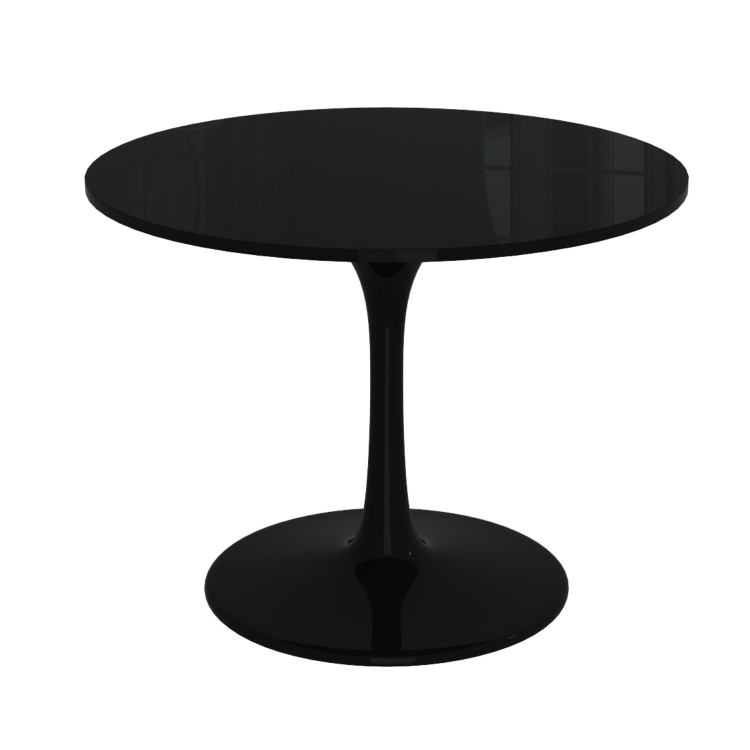 Black Round High Gloss 100cm Dining Table - Seats 4 - Aura