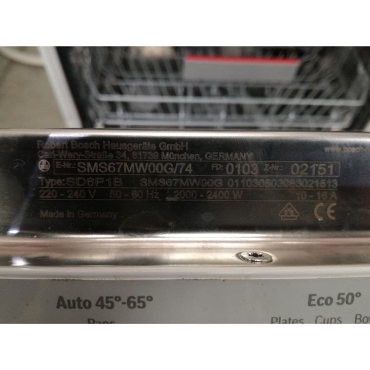 Refurbished Bosch Serie 6 SMS67MW00G 14 Place Freestanding Dishwasher White