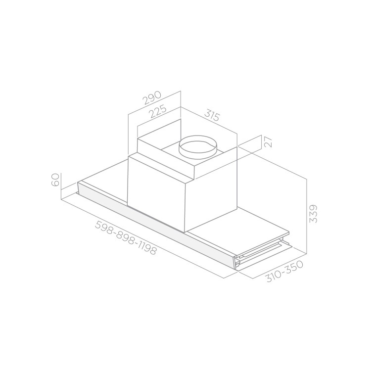 Refurbished Elica HIDDEN-120 Hidden 120cm Canopy Cooker Hood Stainless Steel And White Glass