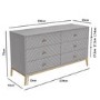 Wide Grey Chevron Chest of 6 Drawers with Legs - Ezra