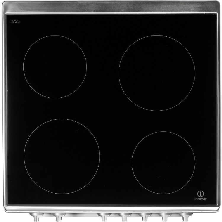 Indesit 60cm Double Oven Electric Cooker with Ceramic Hob - Stainless Steel