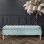 Safina Striped Top Storage Bench in Duck Egg Blue Velvet