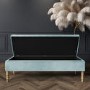Safina Striped Top Storage Bench in Duck Egg Blue Velvet