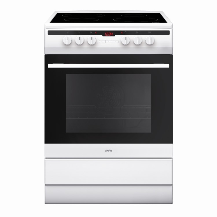 Refurbished Amica 608CE2TAW 60cm Single Fan Oven Electric Cooker With Ceramic Hob White