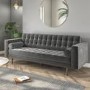 Grey Velvet 3 Seater Mid Century Quilted Sofa - Elba