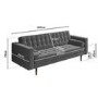 Grey Velvet 3 Seater Mid Century Quilted Sofa - Elba