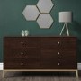 GRADE A1 - Jude Chevron Wide Chest of Drawers in Dark Wood