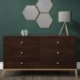 Wide Mango Wood Chevron Chest of 6 Drawers with Legs - Jude