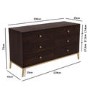 Wide Mango Wood Chevron Chest of 6 Drawers with Legs - Jude