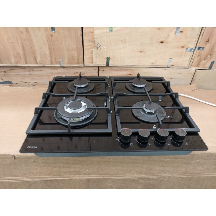 Refurbished Amica AGVH6250BL 60cm 4 Burner Gas on Glass Hob Black