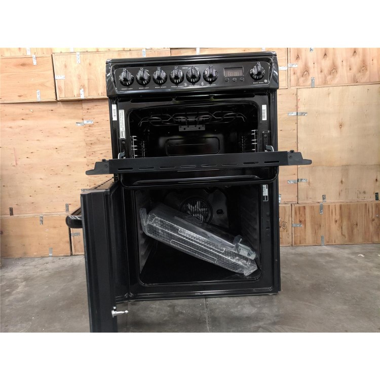 Refurbished Hotpoint HAE60KS 60cm Double Oven Electric Cooker Black