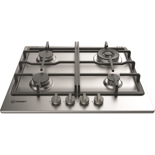 Refurbished Indesit Aria THP641WIXI 58cm 4 Burner Gas Hob with Wok Burner Stainless Steel