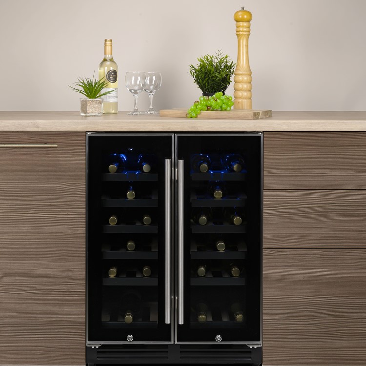 Refurbished electriQ EQWINECH60DD Freestanding 36 Bottle  Dual Zone Under Counter Wine Cooler Stainless Steel