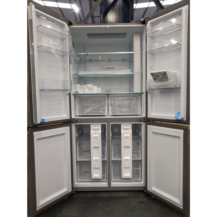 Refurbished Haier HTF-540DGG7 Freestanding 473 Litre 70/30 American Fridge Freezer Silver