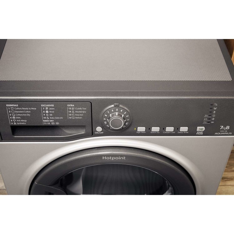 Refurbished HOTPOINT TCFS73BGG Aquarius 7kg Freestanding Condenser Sensor Tumble Dryer Graphite