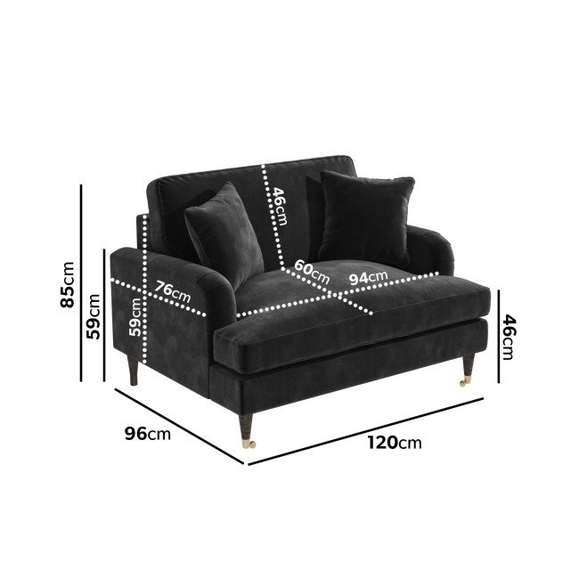 Charcoal Velvet Loveseat - Payton
