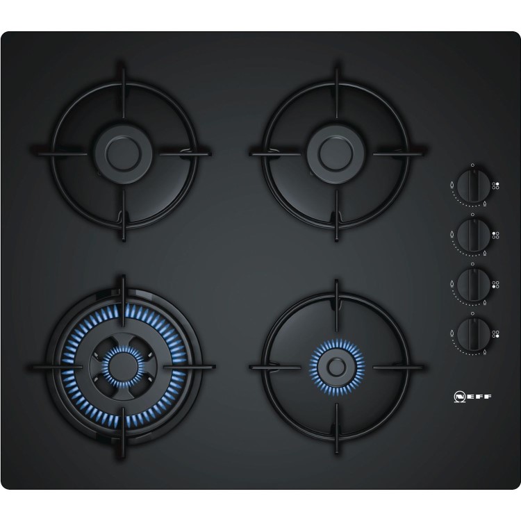 Neff N30 59cm Gas on Glass 4 Burner Gas Hob - Black