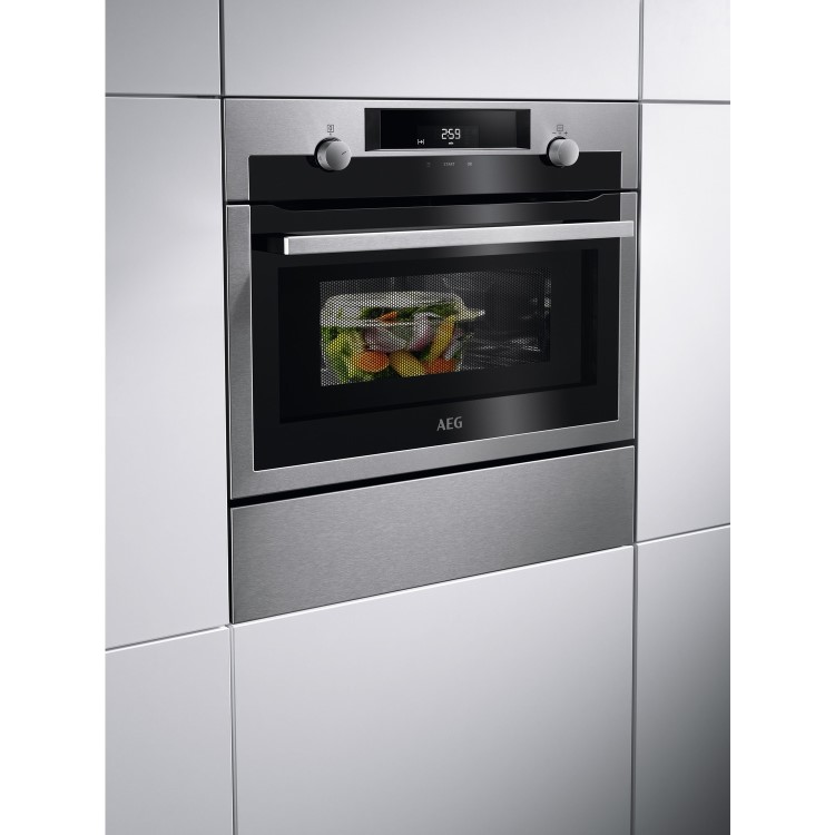 Refurbished AEG KME525800M Built In 42L 1000W Microwave & Grill Stainless Steel
