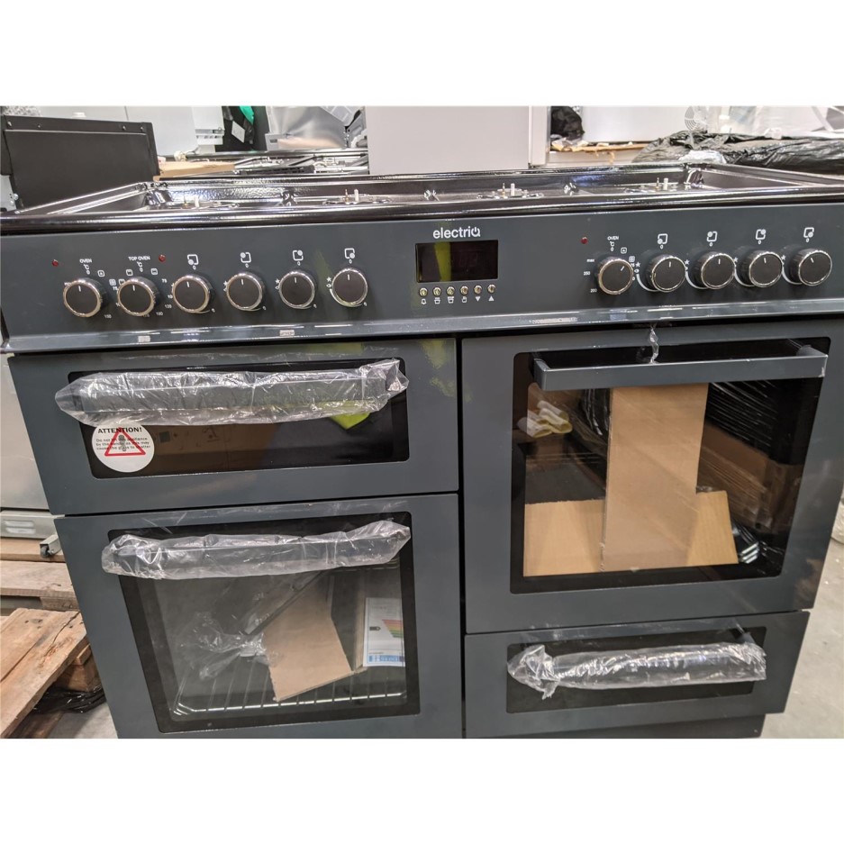 Refurbished electriQ 100cm Dual Fuel Range Cooker Slate Grey