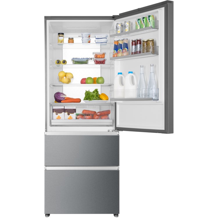Refurbished Haier A3FE743CPJ Freestanding 431 Litre 70/30 Frost Free Fridge Freezer Silver