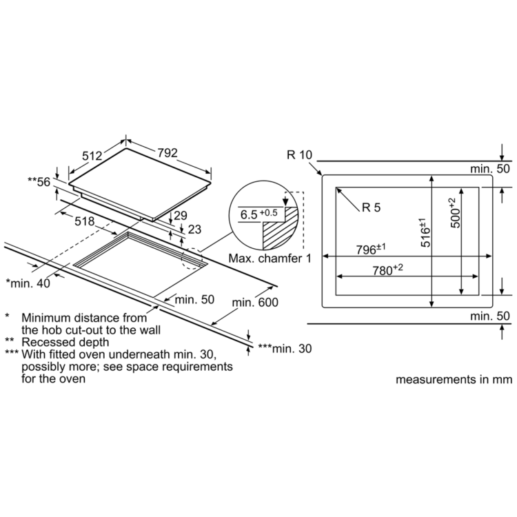 Refurbished Neff N70 T48PD23X2 80cm 5 Zone Induction Hob With TouchControl & CombiZone Black