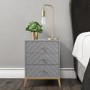 Ezra Chevron 3 Drawer Bedside Table in Pale Grey