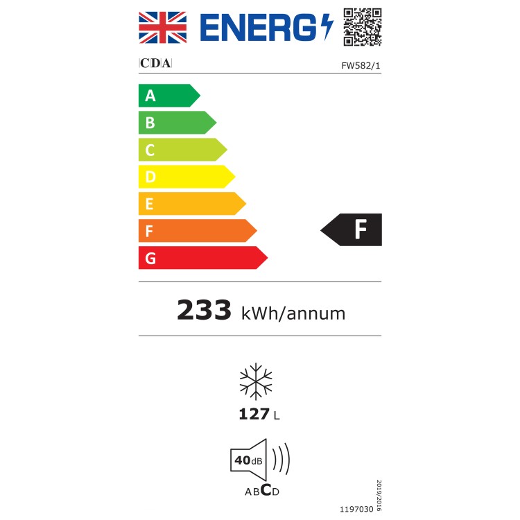 CDA 130 Litre Integrated Upright In-Column Freezer