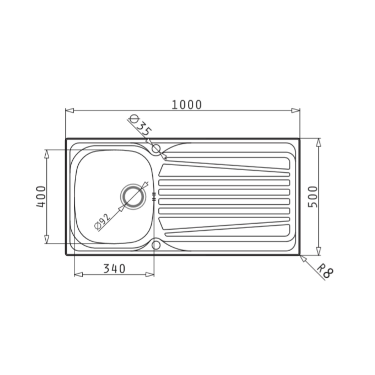 Single Bowl Chrome Stainless Steel Kitchen Sink with Reversible Drainer