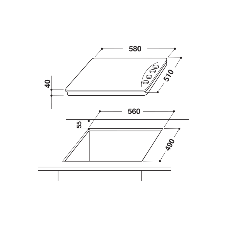 Indesit TI60X 60cm 4 Zone Solid Plate Hob - Stainless Steel