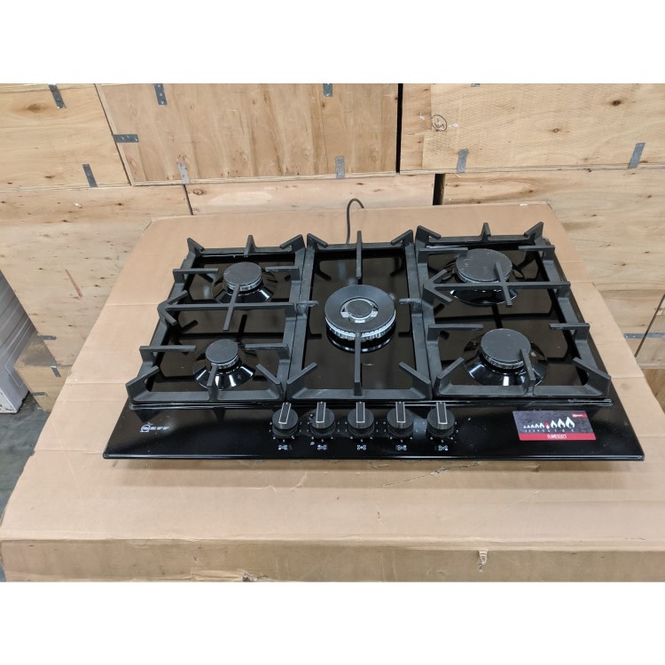 Refurbished Neff N70 T27DS59S0 75cm 5 Burner Gas Hob Black With Cast Iron Pan Stands