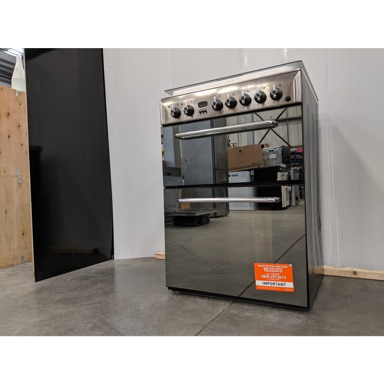Refurbished Indesit KDP60SE 60cm Double Oven Dual Fuel Cooker Stainless Steel