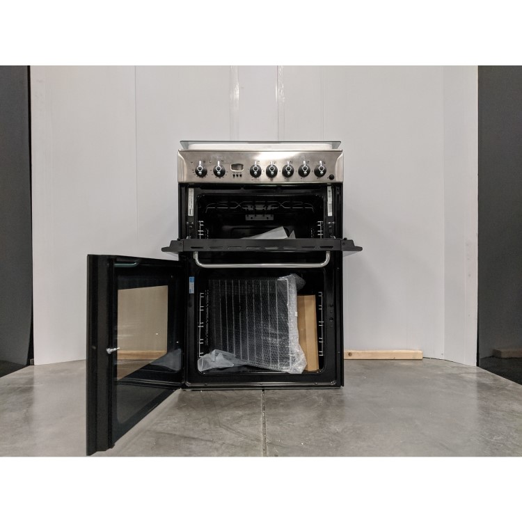 Refurbished Indesit KDP60SE 60cm Double Oven Dual Fuel Cooker Stainless Steel