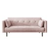 Velvet Sofa Bed in Baby Pink with Buttons - Seats 3 - Rory