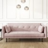 Velvet Sofa Bed in Baby Pink with Buttons - Seats 3 - Rory