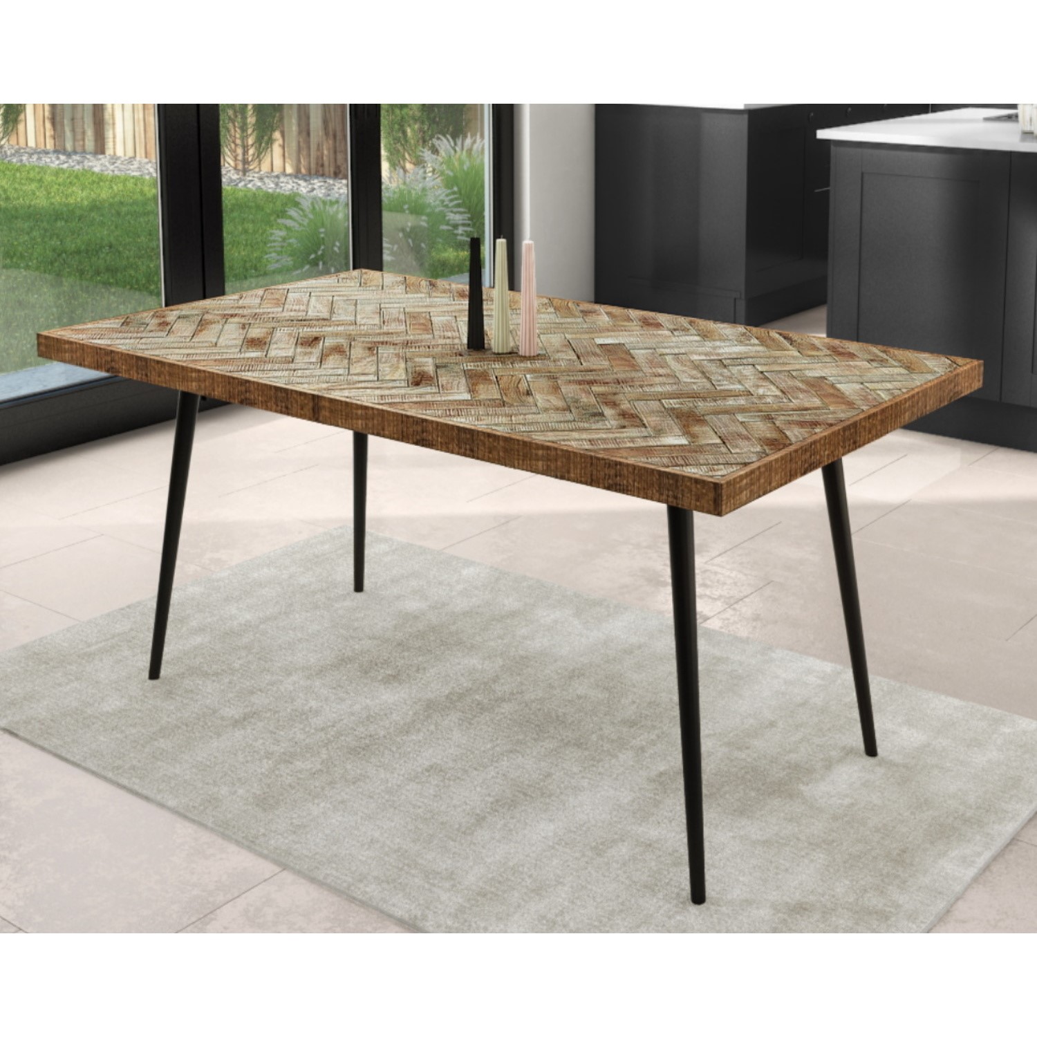 Black herringbone clearance dining table