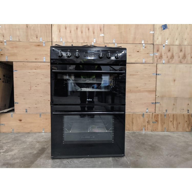 Refurbished Refubished Amica AFG6450BL 60cm Double Oven Gas Cooker with Catalytic Liners Black