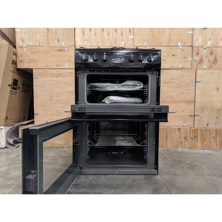 Refurbished Refubished Amica AFG6450BL 60cm Double Oven Gas Cooker with Catalytic Liners Black