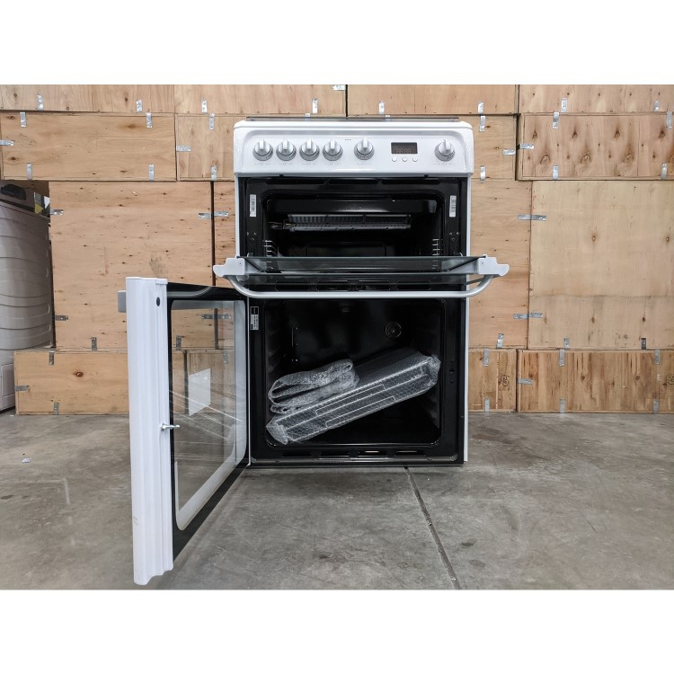 Refurbished Hotpoint Ultima HUG61P 60cm Double Oven Gas Cooker White