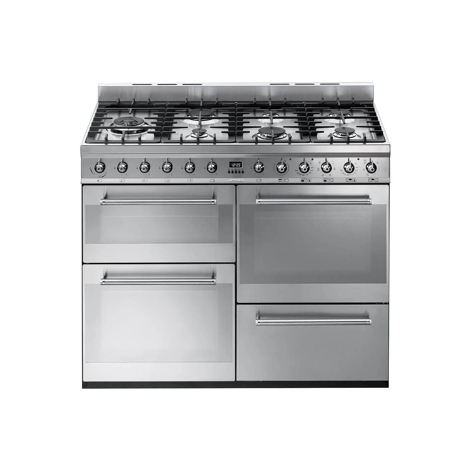 Smeg Symphony 110cm Dual Fuel Range Cooker Stainless Steel