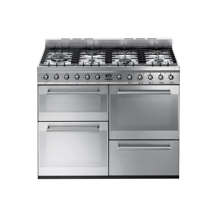 Refurbished Smeg Symphony SYD4110 110cm Dual Fuel Range Cooker Stainless Steel