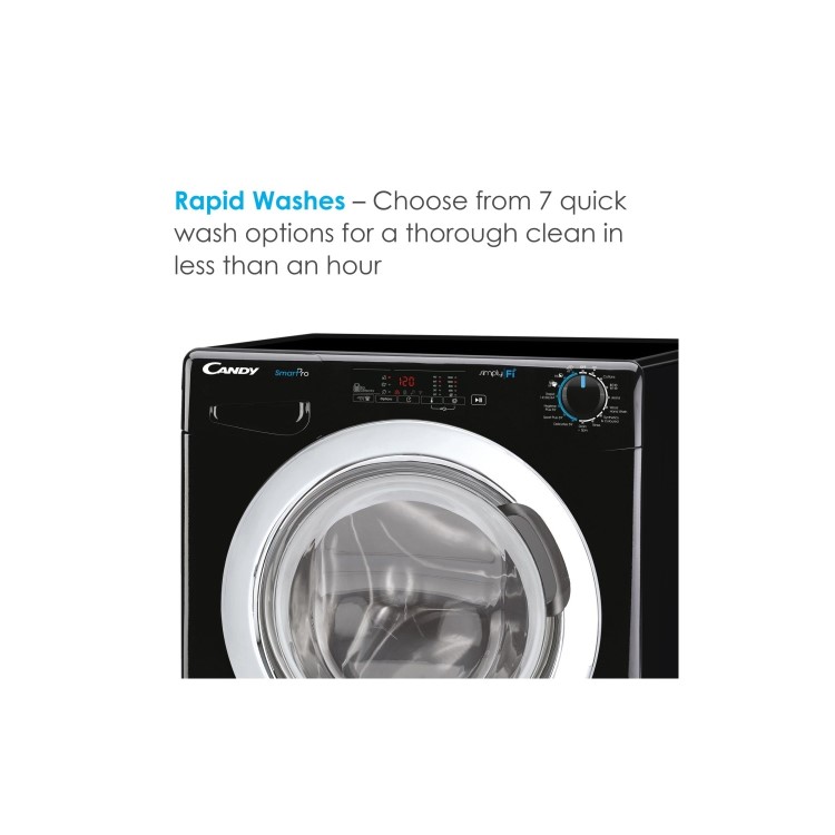 Refurbished Candy Smart Pro CSO14103TWCBE-80 Freestanding 10KG 1400 Spin Washing Machine Black