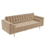 Mid Century Quilted Beige Velvet 3 Seater Sofa - Elba