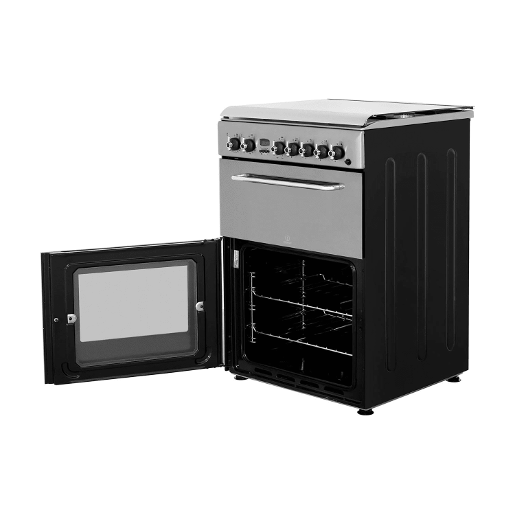 Refurbished Indesit KDP60SE 60cm Double Oven Dual Fuel Cooker Stainless Steel
